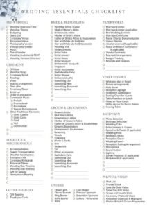 Wedding checklist for couples